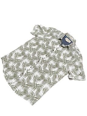 Original Penguin Heritage Slim Fit Button Front Shirt Small White Green Tropical